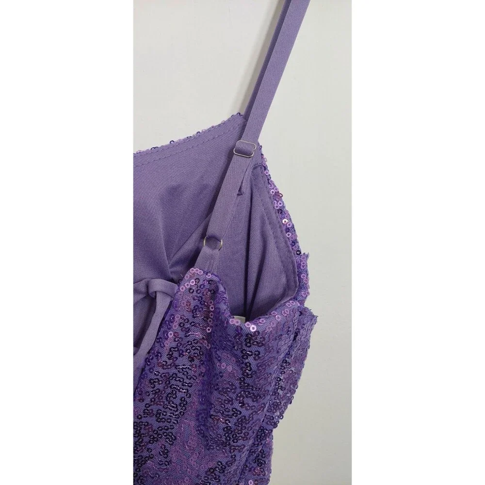 Pomuyoo Junior's Size XS Purple Sequin Dress Party Prom Wedding Homecoming